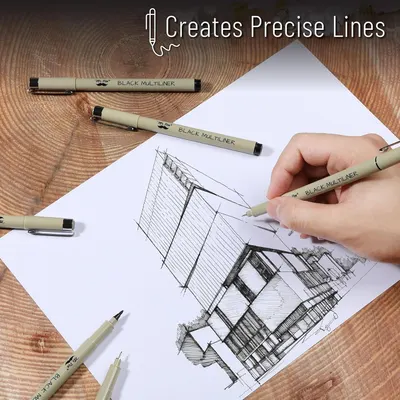 Demonstrates the pen's ability to create precise, clean lines for detailed technical drawing and architectural sketching, reassuring shoppers of its accuracy and quality.