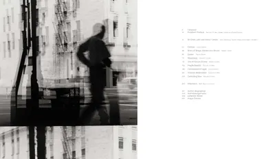 This image serves as a table of contents page for a book or catalog, using artistic lifestyle photography to establish mood and aesthetic tone without promoting specific product features.
