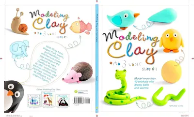 Displays the front and back cover of a modeling clay book to showcase the product line and communicate the creative, educational value of the series to parents and children.