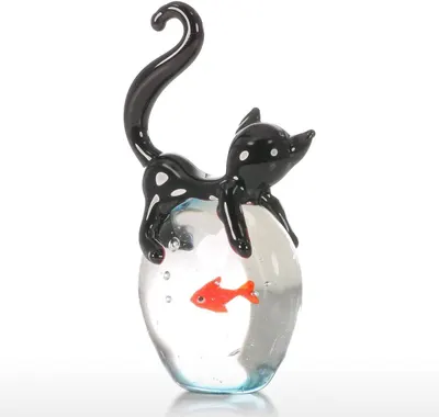 Displays the decorative glass figurine product in a clean, catalog-style presentation to show its design and craftsmanship without distractions.