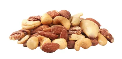 Provides a clean, catalog-style product image showing the variety of nuts included in the mix, allowing shoppers to see the product clearly without distractions.