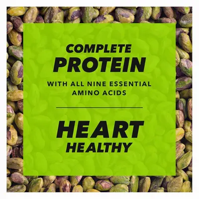 Communicates two distinct nutritional benefits of the product: that it contains complete protein with all nine essential amino acids, and that it supports heart health.