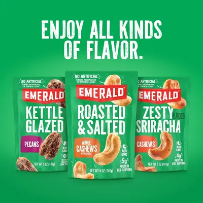 Showcases the brand's product portfolio by displaying three different flavor options side-by-side, helping shoppers understand the variety available and encouraging them to explore multiple options…