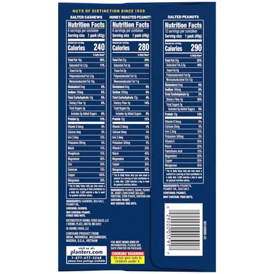 Showcases the brand's product portfolio (three nut varieties) and reinforces brand heritage with 'Nuts of Distinction Since 1906' messaging to build trust and help shoppers compare options within…