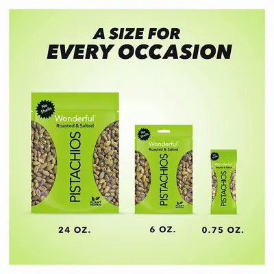 Showcases the brand's product lineup by displaying three different package sizes (24 oz, 6 oz, and 0.75 oz) to help shoppers choose the right size for their needs and occasions.