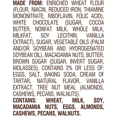 Provides complete ingredient list and allergen information to help shoppers make informed decisions about dietary restrictions and food safety.