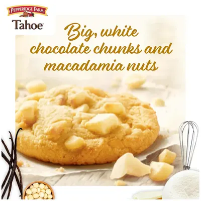 Highlights the indulgent, premium ingredients in the Tahoe cookies to appeal to shoppers seeking quality and rich flavor.