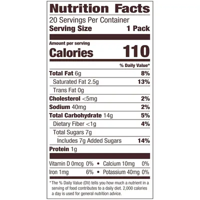 Provides detailed nutritional information to help shoppers make informed dietary decisions and understand the product's calorie, fat, sugar, and nutrient content per serving.