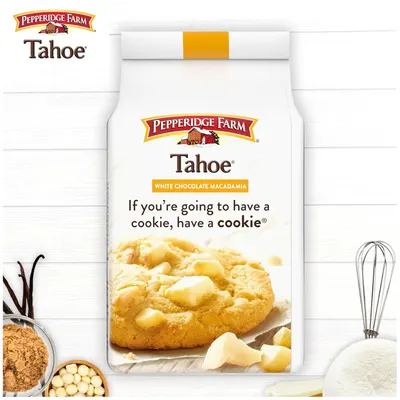 Communicates the Pepperidge Farm brand identity and showcases the Tahoe product line with its signature tagline to build brand recognition and emotional connection.