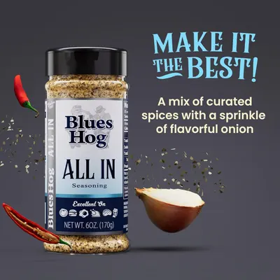 Communicates the product's versatility and flavor profile as an all-purpose seasoning blend, emphasizing convenience and quality ingredients to encourage purchase.