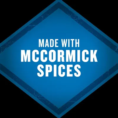 Communicates that the product is made with McCormick Spices, a trusted brand name, to build credibility and quality perception with shoppers.