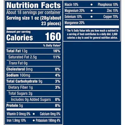 Provides comprehensive nutritional facts and highlights the product's rich vitamin and mineral content to inform shoppers about the health benefits and nutritional value per serving.