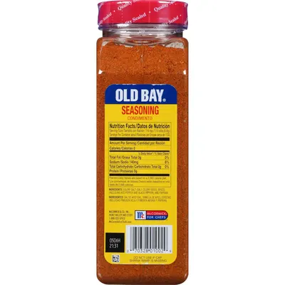 Provides a clean, catalog-style view of the Old Bay Seasoning product showing the full bottle, label details, nutrition facts, and branding for easy product identification.