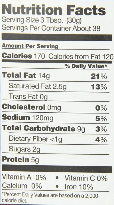 Provides detailed nutritional information to help shoppers make informed dietary decisions and understand the product's calorie, fat, protein, and other nutrient content per serving.