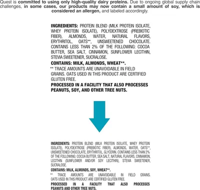 Communicates the product's ingredient list and allergen information to reassure shoppers about what's in the product and help those with dietary restrictions make informed decisions.