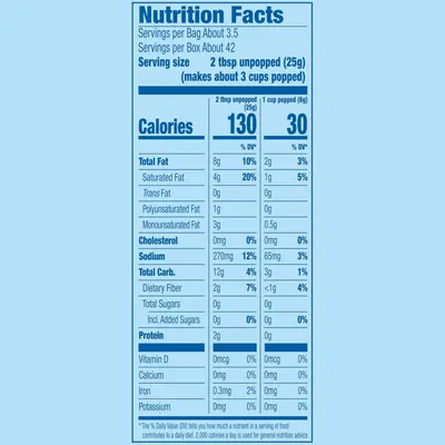 Provides detailed nutritional facts and metrics to inform shoppers about the product's calorie content, serving sizes, and nutritional composition per serving.