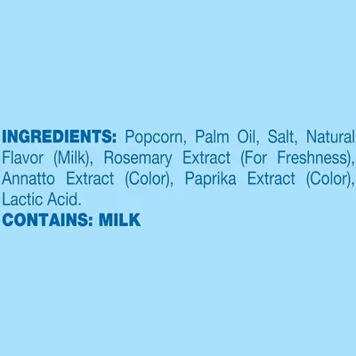 Communicates full ingredient transparency and allergen information (contains milk) to reassure shoppers about product safety and help them make informed purchasing decisions.