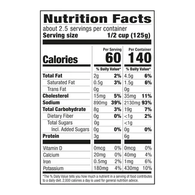 Provides detailed nutritional information to help shoppers make informed dietary decisions and understand the product's nutritional content per serving and per container.