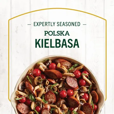 Highlights the expertly seasoned quality of the Polska Kielbasa product to communicate premium flavor and authentic preparation to shoppers.