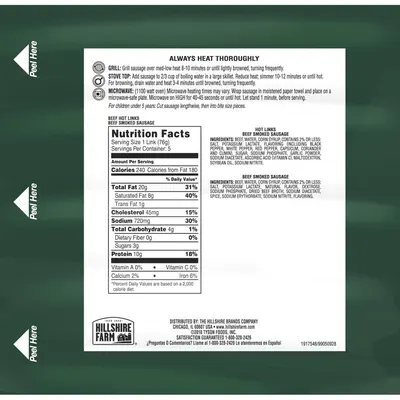 Provides detailed instructions on how to properly heat and prepare the sausage using three different cooking methods (grill, stove top, microwave) to ensure safe consumption and optimal results.