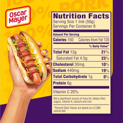 Provides detailed nutritional facts to inform shoppers about the calorie, fat, protein, and other nutritional content of the product per serving.