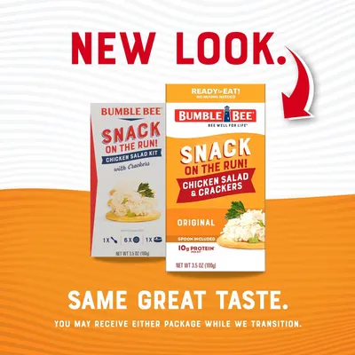 Communicates to shoppers that the Bumble Bee Snack on the Run product has new packaging while reassuring them that the product inside remains the same. This helps prevent confusion during the…