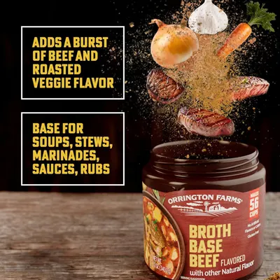 Demonstrates the product's versatility by showing multiple culinary applications (soups, stews, marinades, sauces, rubs) and highlighting its beef and roasted veggie flavor profile to help shoppers…