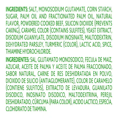 Provides full transparency of product ingredients in both English and Spanish to inform shoppers about what the product contains and reassure them about its composition.