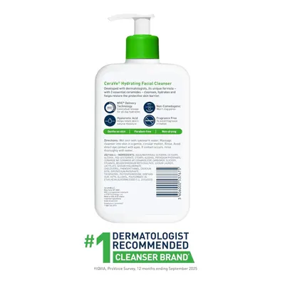 Communicates third-party professional endorsement to build trust and credibility by highlighting that this is the #1 dermatologist recommended cleanser brand. Showcases multiple product benefits…
