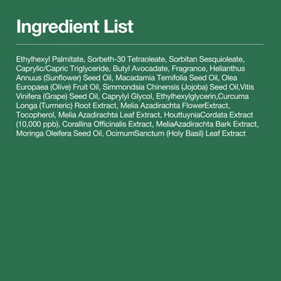 Communicates transparency by listing all ingredients in the product, reassuring shoppers about the natural botanical composition and helping them make informed purchasing decisions.