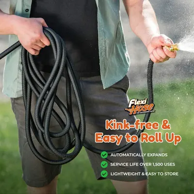 Communicates multiple key benefits of the expandable hose including its kink-free design, ease of storage, automatic expansion, durability, and lightweight portability to convince shoppers of its…