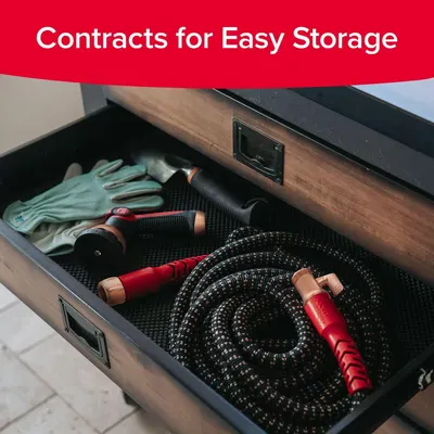 Demonstrates how the product contracts and stores neatly in a drawer, reassuring shoppers that it won't take up much space when not in use.