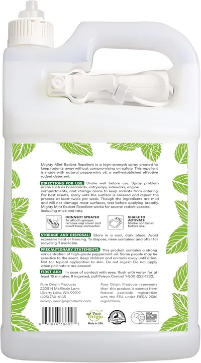 This image provides detailed usage instructions for the rodent repellent spray, showing shoppers how to properly prepare, apply, and store the product for effective results.