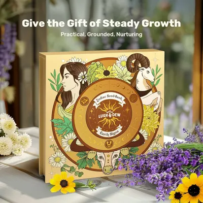 Positions the product as a thoughtful gift option with messaging 'Give the Gift of Steady Growth' and decorative packaging designed to appeal to gift-givers.