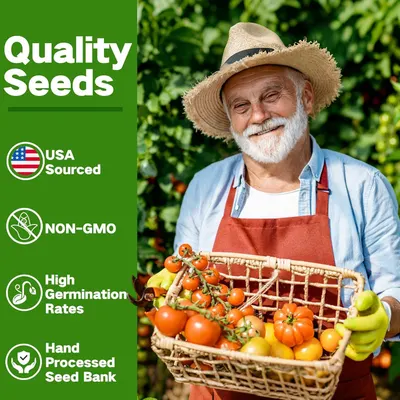 Communicates multiple quality and sourcing benefits of the seeds to reassure shoppers about product quality, origin, and reliability.