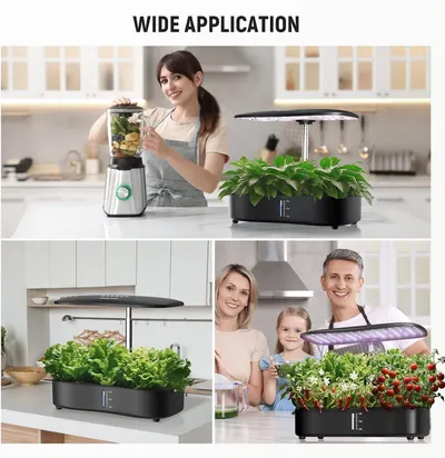 Demonstrates the versatility of the indoor hydroponic garden system by showing it in multiple real-world kitchen scenarios - from growing herbs for smoothies to family gardening with vegetables and…