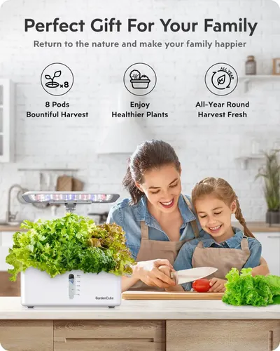 Positions the indoor garden product as an ideal gift for families, emphasizing emotional connection and year-round enjoyment to drive gifting purchases. Highlights three distinct product benefits in…