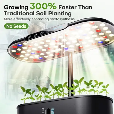 Communicates a bold quantifiable performance claim that the product grows plants 300% faster than traditional soil planting, emphasizing superior speed and efficiency to attract shoppers seeking…