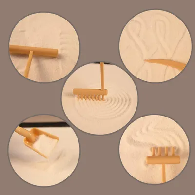 Demonstrates the versatility of the sand play tool set by showing multiple different ways to use the various tools to create patterns, textures, and designs in sand.
