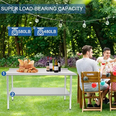 Communicates the product's impressive weight capacity (580LB and 480LB for different components) to reassure shoppers that the table is sturdy and can handle heavy loads during outdoor gatherings.…
