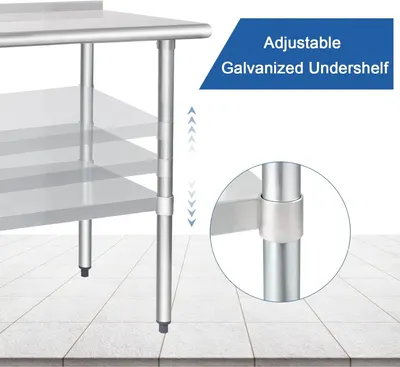 Highlights the adjustable undershelf feature and the physical mechanism that allows height customization, showing shoppers how the table's legs can be modified for flexible storage. Communicates the…