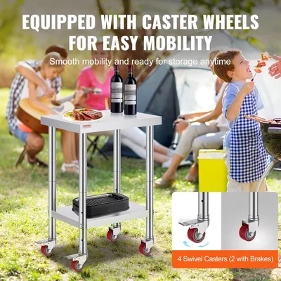 Highlights the product's caster wheel system with detailed callouts showing swivel functionality and brake features, reassuring shoppers about easy mobility and control. Communicates the primary…