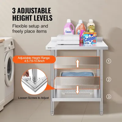 Demonstrates how to adjust the shelf height by loosening screws, showing the product's flexible setup and customization capability. Highlights the key benefit of flexible height adjustment to…