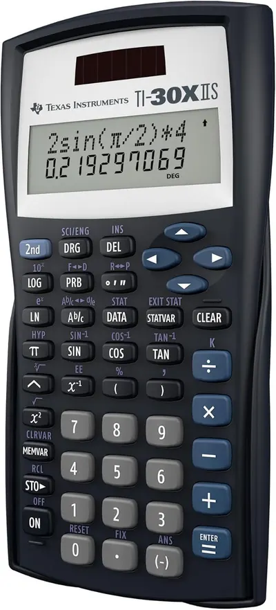 Provides a clean, catalog-style view of the Texas Instruments TI-30X IIS calculator on a white background, allowing shoppers to see the product clearly without distractions.