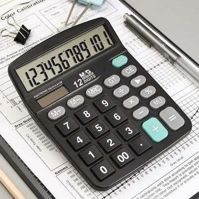 Provides a clean, catalog-style view of the calculator product to show its design, display, and button layout clearly.