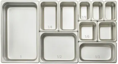 Displays the brand's complete product lineup of different pan sizes to help shoppers understand the variety of options available and choose the right size for their needs.