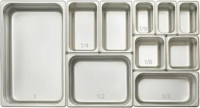 Displays the brand's full product lineup of different pan sizes to help shoppers understand the variety of options available and choose the right size for their needs.