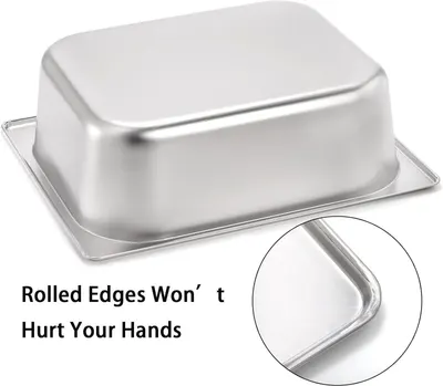 Highlights the rolled edge design feature to reassure shoppers that the product is safe to handle and won't cause cuts or injuries during use. Communicates the single safety benefit of rolled edges…
