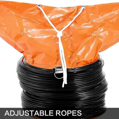 Highlights the adjustable rope feature with a metal clasp mechanism, showing shoppers how the product can be secured and customized for fit.