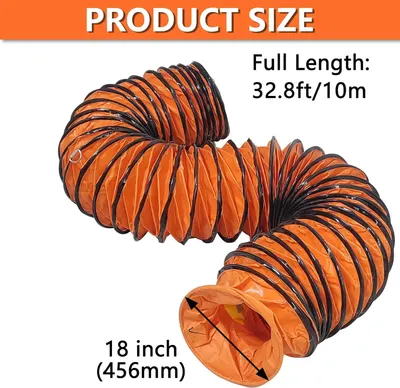 Communicates the exact physical dimensions of the flexible duct to help shoppers understand if it will fit their space and ventilation needs.
